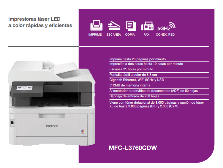 Impresora laser color Brother MFC-L3760CDW