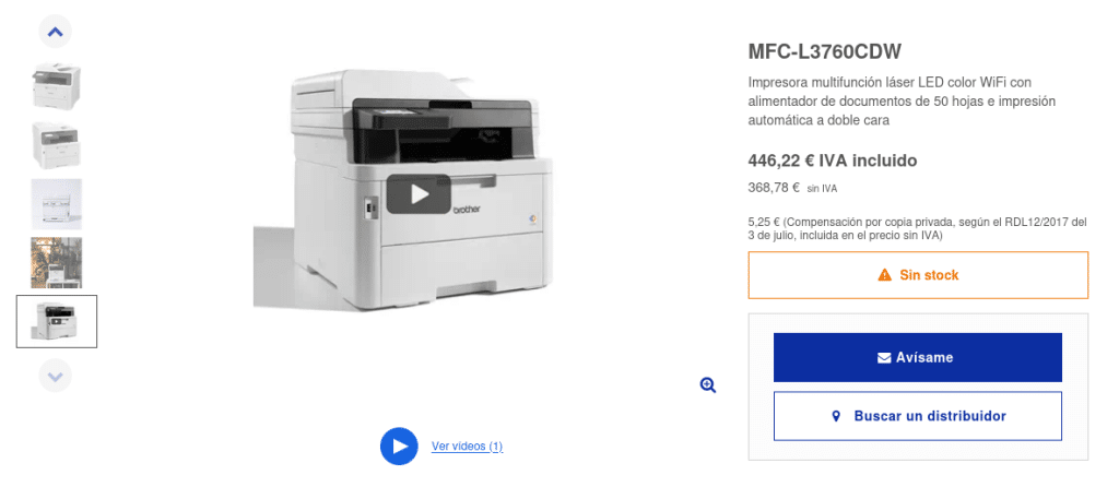 Precio Impresora Multifunción Láser LED color MFC-L3760CDW