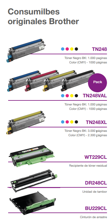 Tóners TN248XL para las impresoras láser color Brother MFC-L3760CDW