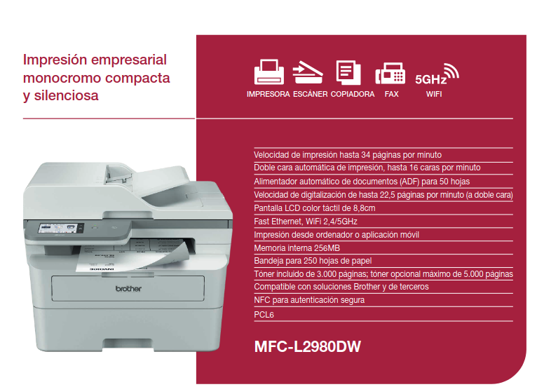 Caracteristicas de Brother MFC-L2980DW